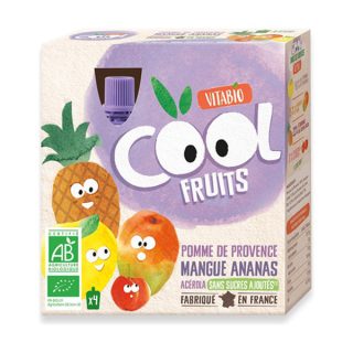 Babybio Puré De Frutas Vitabio-Cool, Sabor Manzana Mango Y Piña 4×90 g