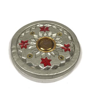 Radhe Shyam Incensario Lacado Plato Purpurina Pequeño