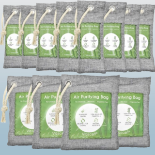 Paquete de 12 bolsas purificadoras de aire de carbón de bambú