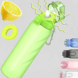 Botella con cápsulas de sabor de 32 onzas con popote color verde