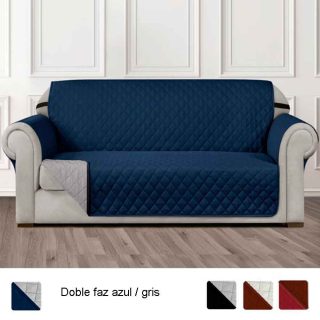 Protector Sofá Azul-Gris Microfibra 2 Puestos