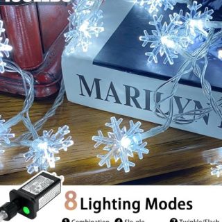 100 luces LED de copo de nieve de Navidad