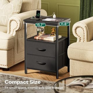 Mesita de noche con estación de carga USB