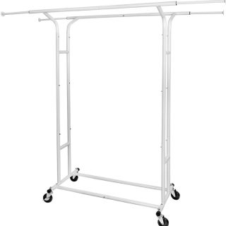 Perchero blanco de doble barra para colgar ropa