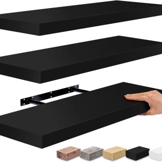 juego de 2 estantes flotantes de madera rústica