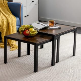 Juego de 2 mesas de centro cuadradas anidadas