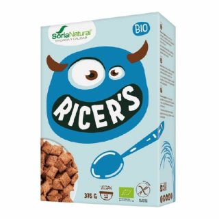 Soria Natural Cereales Ricers Rellenos de Cacao y Avellanas 375 Gramos