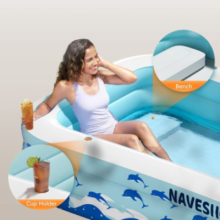 Piscina inflable con asientos tamaño: 130 x 72 x 22 pulgada