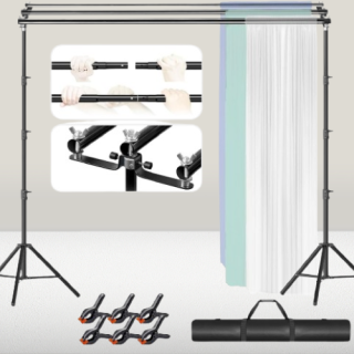 Soporte triple de 10 x 10 pies para telón de fondo con barra