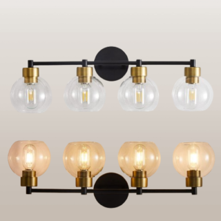 Lamparas de bano 4 luces negras y doradas