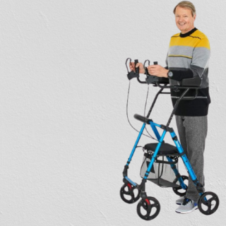 Andador vertical tradicional con asiento para ancianos