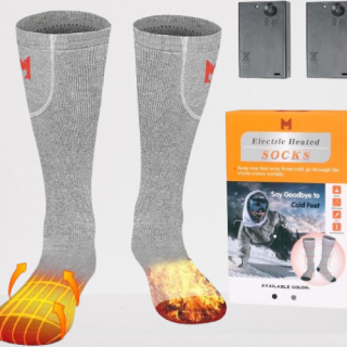 Calcetines térmicos para hombres y mujeres con batería color gris