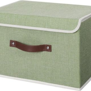 Caja de almacenamiento con asas de piel sintética