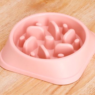 Tazón de perro comedero lento e interactivo color rosa pastel