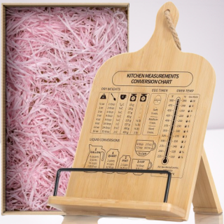 Soporte para libro de recetas con tabla de conversión de med