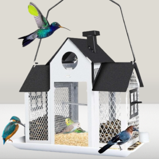 Casa solar para pájaros para colgar en el exterior  de 9.9LB color blanco y negro