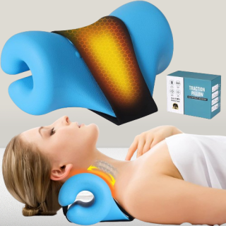 Estirador de cuello para aliviar el dolor de cuello con dispositivo de tracción cervical calentada