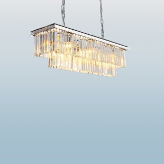 Lámpara de techo colgante de candelabros rectangulares de cristal de 8 luces