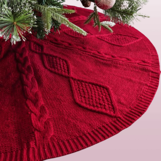 Falda tejida para árbol de Navidad: 48 pulgadas rojo vino