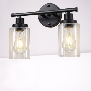 Lámparas de baño negras 2 luces negro mate