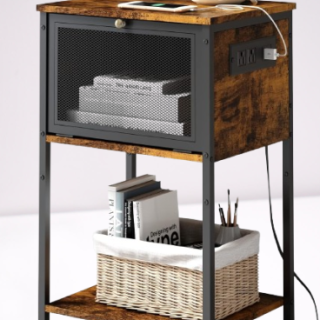 Mesita de noche con estación de carga y puertos USB