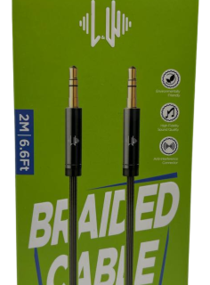 Cable auxiliar jack 3.5mm– 3.5mm de Nylon de 2mts