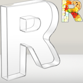 Bandeja de letra de acrílico de 10 pulgadas letra R
