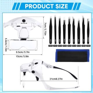 Lupa de diadema con luz LED para reloj de joyería