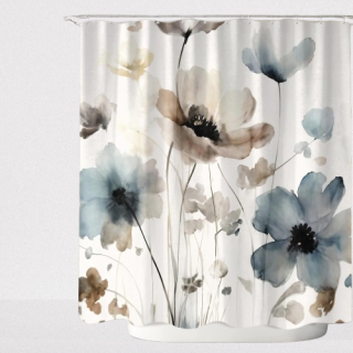 Cortina de ducha floral bohemia color crema