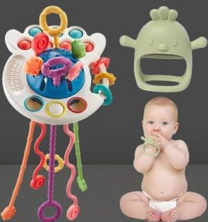 Juguetes de dentición de silicona  para bebés de 0 a 6 a 12 meses