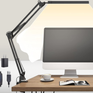 Lámpara de escritorio LED luz de escritorio con brazo oscilante con abrazadera