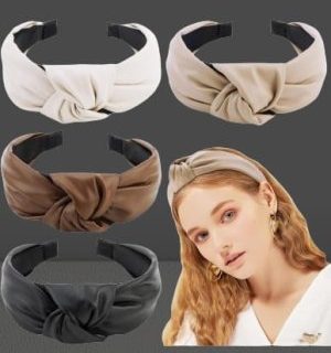 4 Vinchas anudadas de piel sintética para mujer