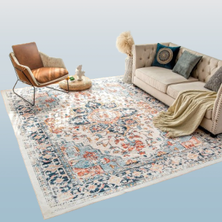 Alfombra lavable a máquina de 5 x 7 pies diseño vintage