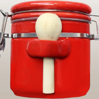 Contenedor de almacenamiento de alimentos con cucharas de madera