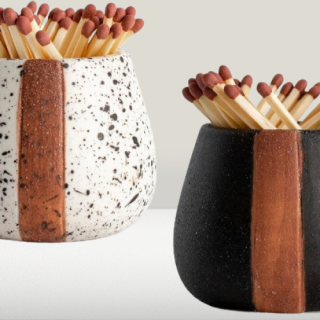 Soporte de cerámica con delantero para fósforos