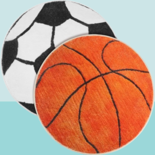 2 alfombras de baloncesto de fútbol para dormitorio de niños