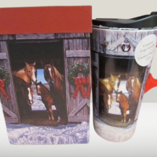 Taza de viaje de cerámica navideña