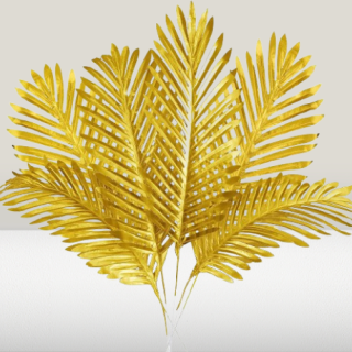 12 hojas artificiales de palmera doradas 19.4 pulgadas