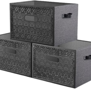 3 Cajas de almacenamiento plegable de lino