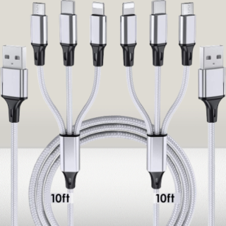 Paquete de 2 cables de carga multitelefono de 10 pies