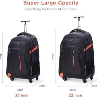 Mochila resistente al agua con ruedas enrollables.