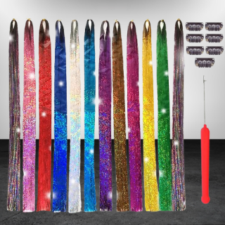 Kit de oropel para el cabello resistente al calor 12 colores