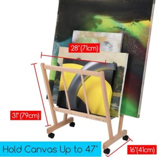 Estante grande de madera con ruedas