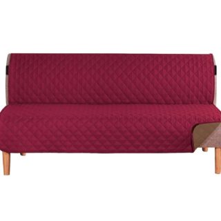 Protector para sofá cama acolchado doble faz  vinotinto/café