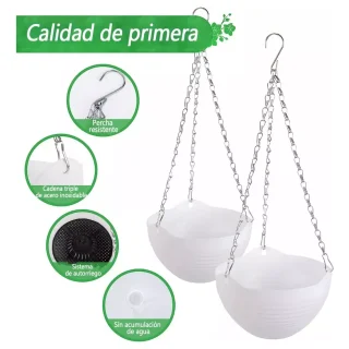 Maceta Plástica Colgante con Cadena y Drenaje – Ideal para Jardín y Hogar