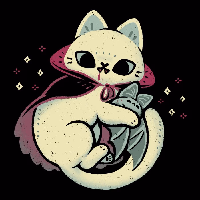 Cute Vampire Cat bites Bat