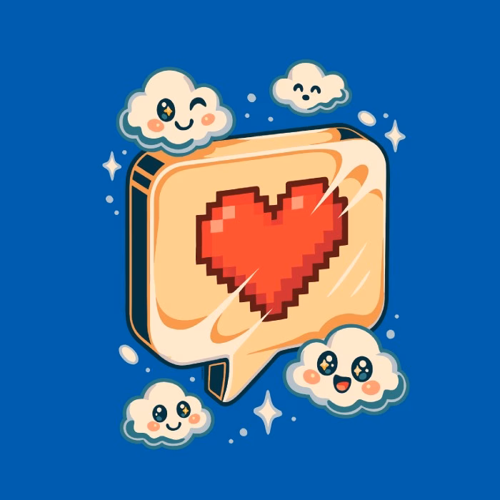 Nubes de amor de píxeles