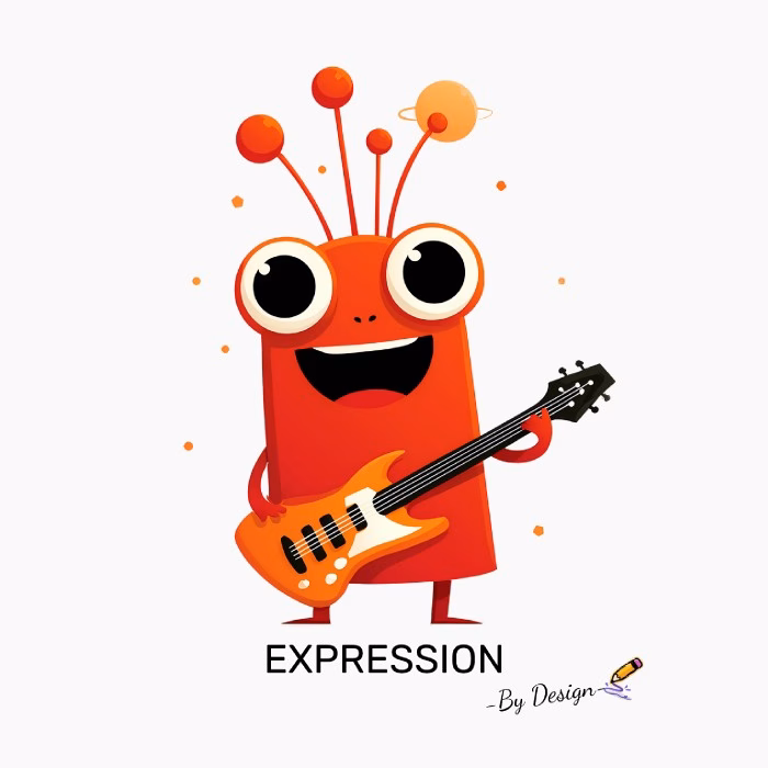 Alien Rojo con Guitarra EXPRESSION – By Design Diseño Divertido y Musical