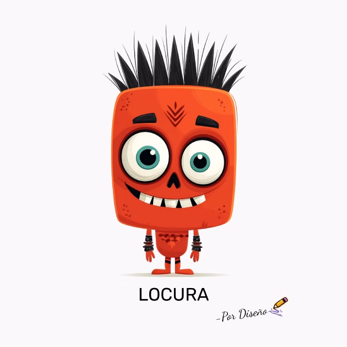 Personaje Punk Rojo LOCURA – Por Diseño Diseño Divertido y Original