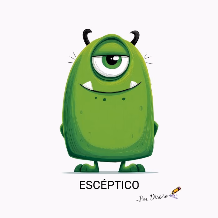 Monstruo Verde ESCÉPTICO – Por Diseño Diseño Divertido y Original